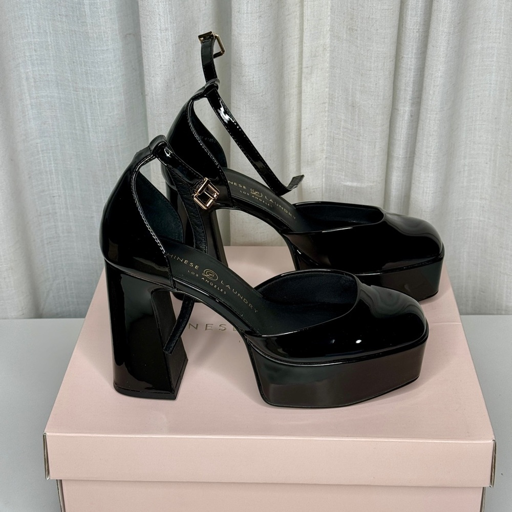 Chinese Laundry Black Patent Platform Heels